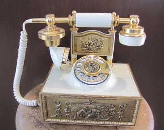 Vintage Rotary Style Telephone Brass Gold & Rotary Phone American Telecommunications Rotary Old Telephone Decor
