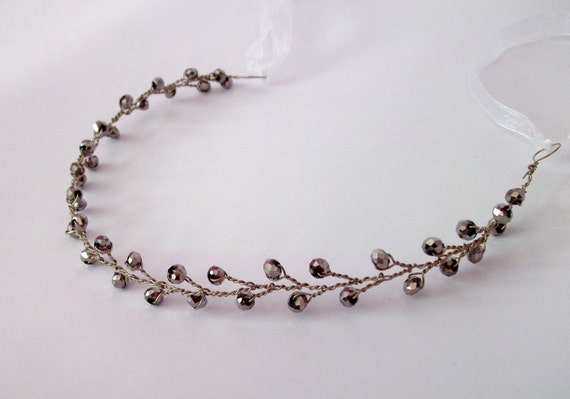 Silver Jeweled Headband Silver Prom Headband Silver Hair