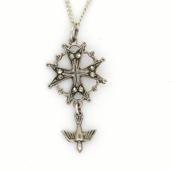 Antique Huguenot Cross 835 Silver Christian Religious Symbol