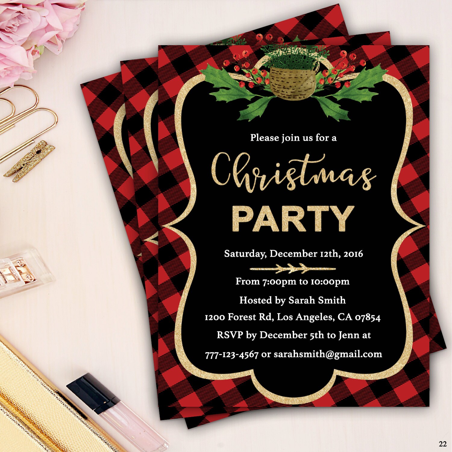 Plaid Christmas Invitations 1