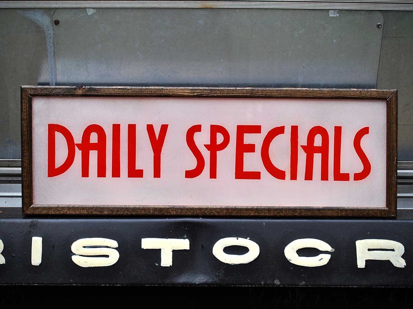 Daily Specials Art Deco Custom Open Sign Light Box