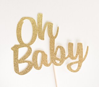Gold Cookie One Cake Topper - Decorazione Glitter Oro Per Primo Compleanno O Baby Shower