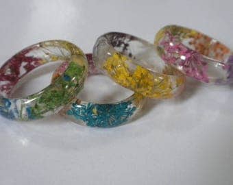 Flower Resin Ring! Colorful dried Flower Resin Stacking Ring! A trendy and pretty fashion accessory for her! Eco Nature Resin Ring