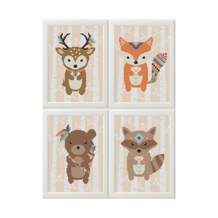 Animals Cross Stitch Printable pdf Pattern Nursery Newborn