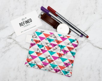 Geometric Zipper Pouch - zippered pouch - purse - cosmetic bag - cosmetic pouch - coin purse - accessory bag