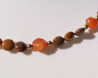 Carnelian Nugget and Jasper Necklace