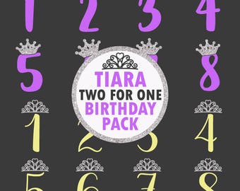 Tiara Crown Birthday Numbers SVG DXF EPS Silhouette Cameo Cricut Cut File