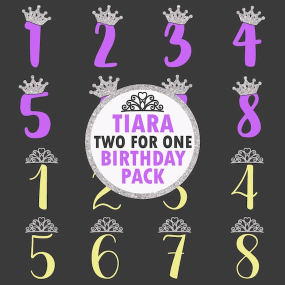 Tiara Crown Birthday Numbers SVG DXF EPS Silhouette Cameo