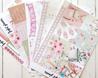 Woodland planner stickers weekly kit: BOHO WOODLAND spring planner stickers for erin condren life planner eclp mambi happy planner