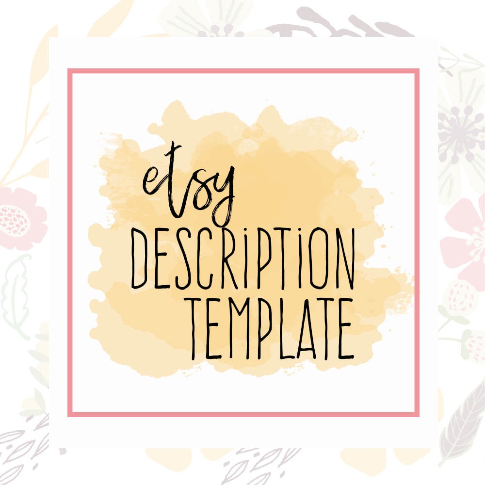 Etsy Description Template Etsy Product Template Etsy Help
