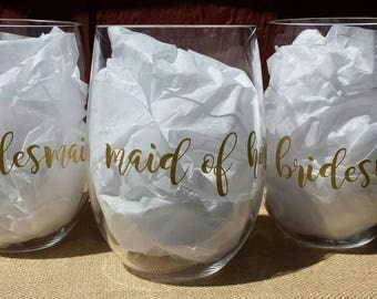 Personalized Stemless Plastic Wine Glasses, Wedding Wine Glasses, Acrylic Wine Glasses, Bachelorette Party Wine Glasses Personalized Wedding