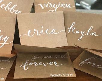 CUSTOM CALLIGRAPHY Note Cards / Personalized/Message Choices/Great for Bridal Party Invites/Special Messages