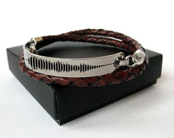 Wrap Personalized Bracelet / Sound Wave Bracelet / Custom Message / Custom Coordinates / Coordinate Bracelet / Mens Bracelet / Secret