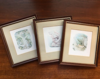Vintage Framed Beatrix Potter Illustrations (set of 3) Benjamin Bunny, The Tale of the Flopsy Bunnies and Peter Rabbit