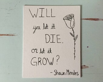 Roses/Shawn Mendes/8×10 in./Handmade/Canvas Art/"Will You Let It Die Or Let It Grow?"/