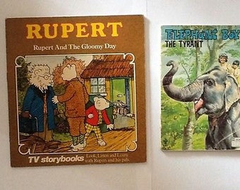 Vintage Children's Paperback Story Books x2 - Rupert and Elephant Boy