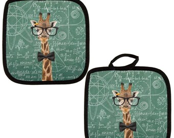 Giraffe Math Geek Formulas All Over Pot Holder (Set of 2)