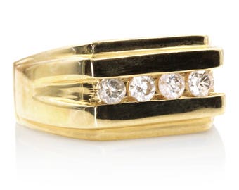 Men’s Vintage Wedding Band: Diamonds, Yellow Gold, and a Neat History | U621