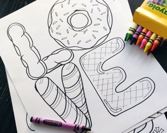 Download Donut coloring page | Etsy