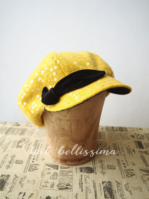 SALE yellow Newsboy cap Vintage Style hat hatbellissima