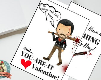 Walking Dead Negan Valentine Card Digital Instant Download, Funny, Zombies