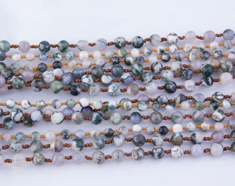 SALE! Moss Jasper Polished 6mm & 8mm 38" Round Beads, Necklace, Long Strand, Semi-Precious Beads, Knotted Stone Necklace,Long Stone Necklace