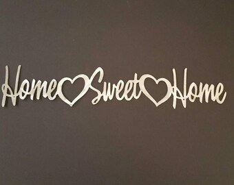 Home Sweet Home with Hearts Metal Wall Art, Home Wall Decor, Family Wall Grouping, Entry Way Sign, Welcome Sign, Great Room Decor
