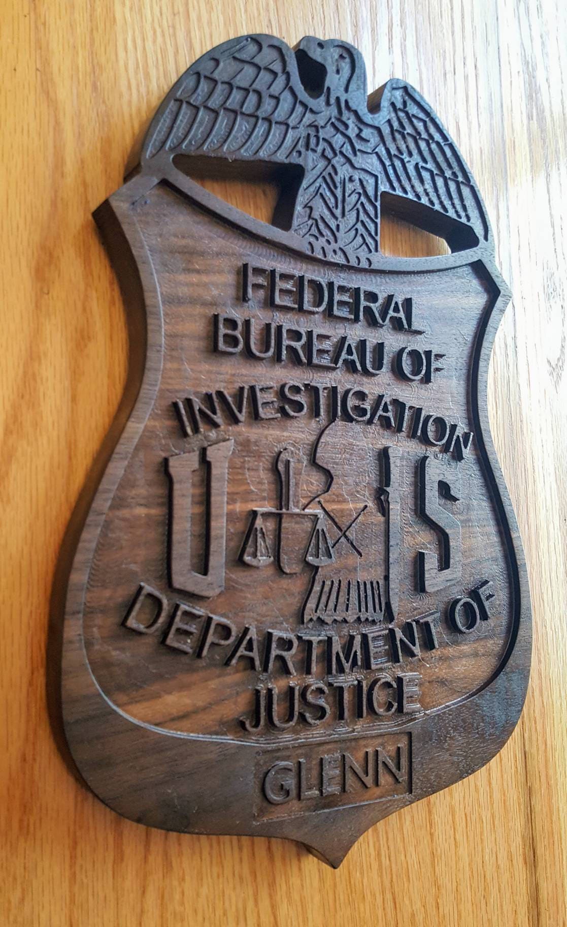 FBI Personalized Badge Plaque Retirement Promotion Gift