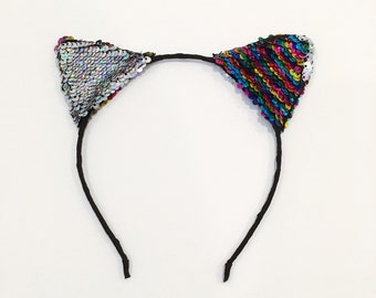 Reversible Sequin Cat Ear Headband