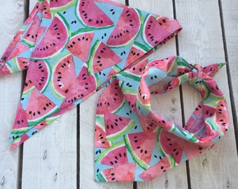 Watermelon Summer Colors - Fun Stylish Dog Bandana - Cute Doggy Scarf. For the Stylish Pup Dog and Pets. Stylish Pet Accessories