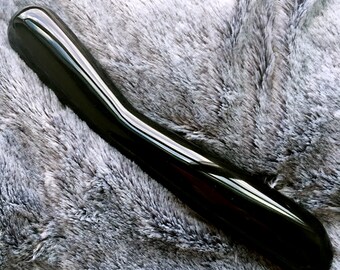 70% Sale! Extra Long G Spot Black Obsidian Curved Yoni Wand/Massage Wand/shakti wand/Crystal Massage Wand/mature/Large Dildo