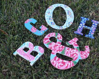 Wooden Letters | Lilly Pulitzer | First Impression | Monogram | Hand Painted | Floral | Alphabet | Greek Letter | Dorm Decor | Nursery Decor