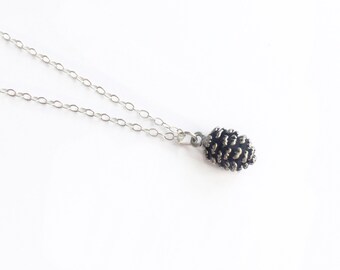 Silver Pinecone Necklace, Pinecone Necklace, Woodland Necklace, Layering Necklace, Fall Jewelry, Pinecone Jewelry, Pinecone Pendant