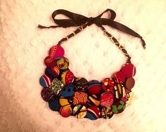 Ankara Button Statement Necklace