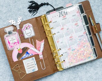 Planner Shaker Dashboard: Flamingo, shaker dashboard, planner dashboard, glitter dashboard, shaker card, planner divider, glitter bookmark