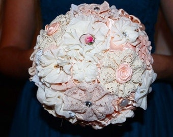 Bridesmaids bouquets, brooch bouquet, toss bouquet, fabric bouquet. Wedding set bouquets