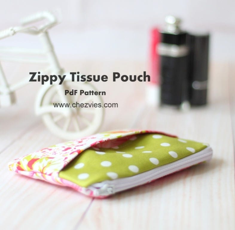 Kleenex zipper pouch pdf pattern tissue cover mini pouch
