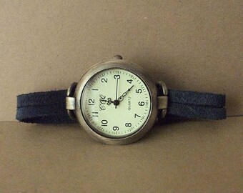 Wrap watch, women watch, men watch, watch leather strap, shark blue strap watch, retro watch, classy watch, minimalist watch by WrapWatches