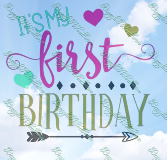 Download My First 1st Birthday Arrow heart SVG PNG DXF eps scal cut