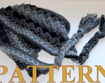 PATTERN crochet DRAGON SCALE hat Crocodile Stitch Hat or Hoodie