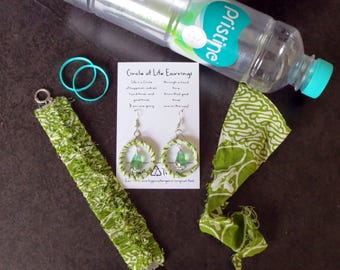Plastic Bottle Jewelry, Plastic Hoop Bottle Earrings, Upcycled, Recycled, Eco friendly, Trash to Treasure, One of a Kind Gift