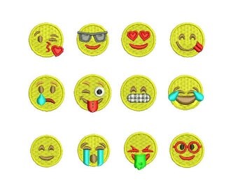 Emoji EMBROIDERY Emoticon Love Heart Eyes Smile Cry Kiss Full Set Emoji Design Fill Design Machine Embroidery Instant Download ER1004F