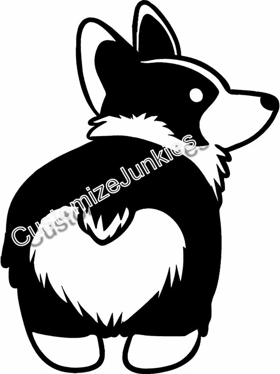 Items similar to Animal- Dog Corgi Butt Outline Die Cut ...