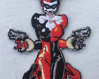 Harley Quinn with Gun Batman Embroidered Iron On / Sew On Crest Badge Patch
