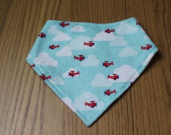 Little Red Airplane Flannel Bandana Bib