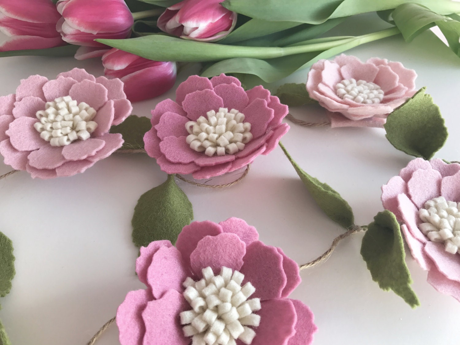 Floral felt flower garland nursery decor newborn baby