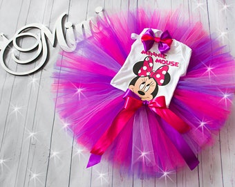 Pink & purple minnie First 1st Birthday Minnie mouse tutu outfit Birthday Tutu Set baby tutu Minnie mouse 1 from Europe