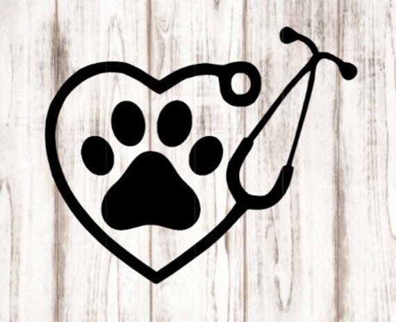 Download Items similar to Vet Tech Decal - Paw Print Stethoscope ...