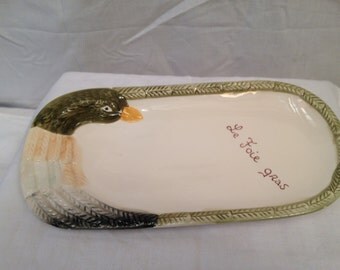 White decorated Foie Gras serving dish 28 x 14 cm size