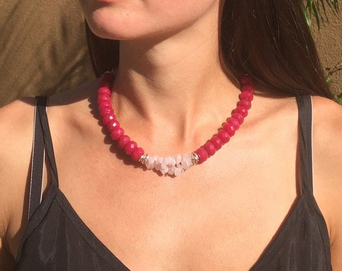 Red Necklace, Red Choker, Statement Necklace, Bridesmaid Jewelry, Сhristmas gift, Gift for her, Everyday Jewelry, Simple Choker